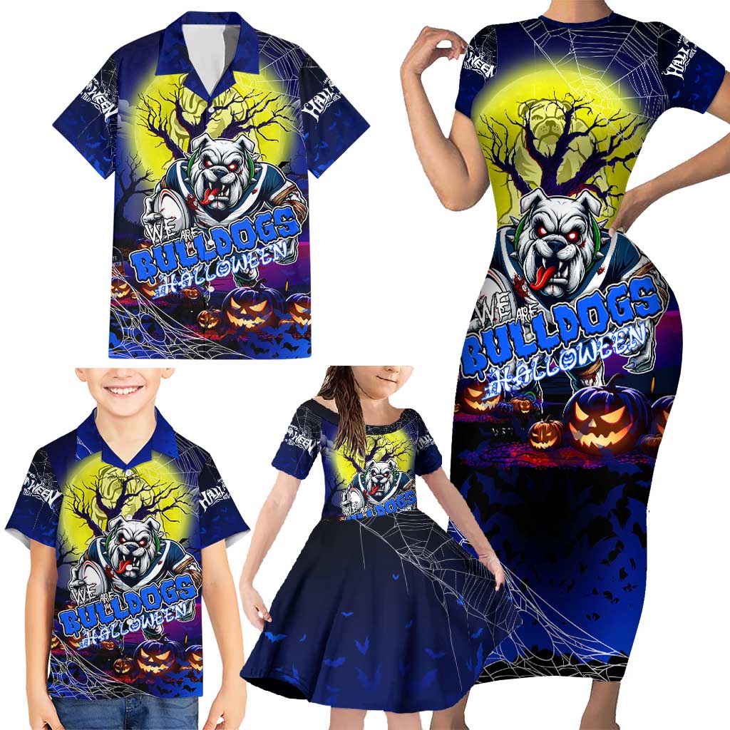 We Are Bulldogs Halloween Family Matching Short Sleeve Bodycon Dress and Hawaiian Shirt Pumpkin Scary Spooky Season - Aussie Hoodie
