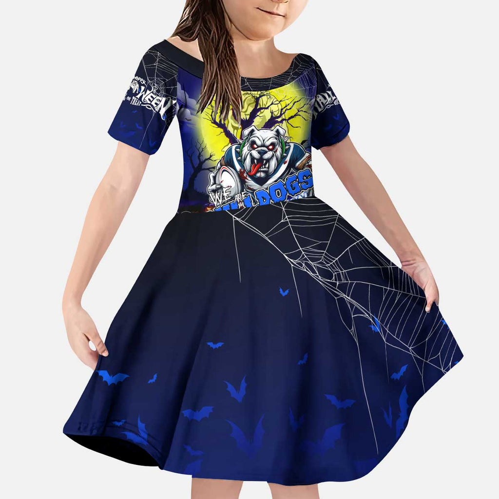 We Are Bulldogs Halloween Kid Short Sleeve Dress Pumpkin Scary Spooky Season - Aussie Hoodie