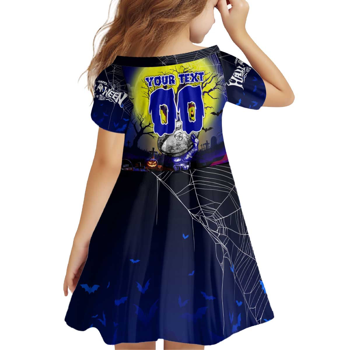 We Are Bulldogs Halloween Kid Short Sleeve Dress Pumpkin Scary Spooky Season - Aussie Hoodie