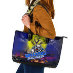We Are Bulldogs Halloween Leather Tote Bag Pumpkin Scary Spooky Season - Aussie Hoodie