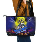 We Are Bulldogs Halloween Leather Tote Bag Pumpkin Scary Spooky Season - Aussie Hoodie