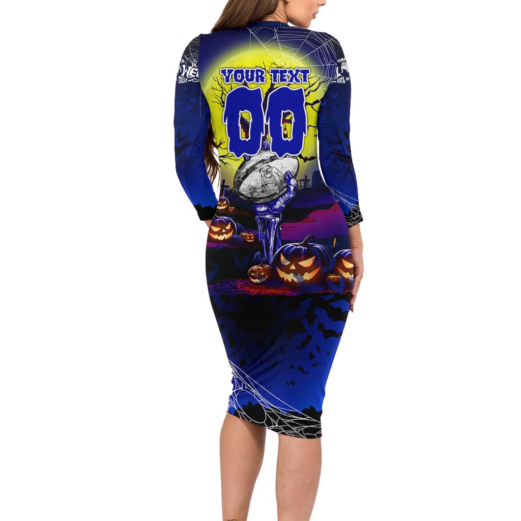We Are Bulldogs Halloween Long Sleeve Bodycon Dress Pumpkin Scary Spooky Season - Aussie Hoodie