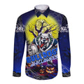 We Are Bulldogs Halloween Long Sleeve Button Shirt Pumpkin Scary Spooky Season - Aussie Hoodie