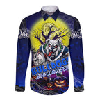 We Are Bulldogs Halloween Long Sleeve Button Shirt Pumpkin Scary Spooky Season - Aussie Hoodie