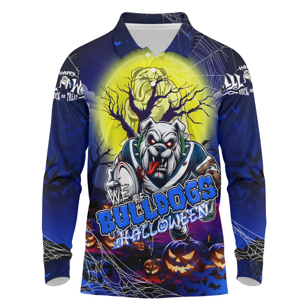 We Are Bulldogs Halloween Long Sleeve Polo Shirt Pumpkin Scary Spooky Season - Aussie Hoodie
