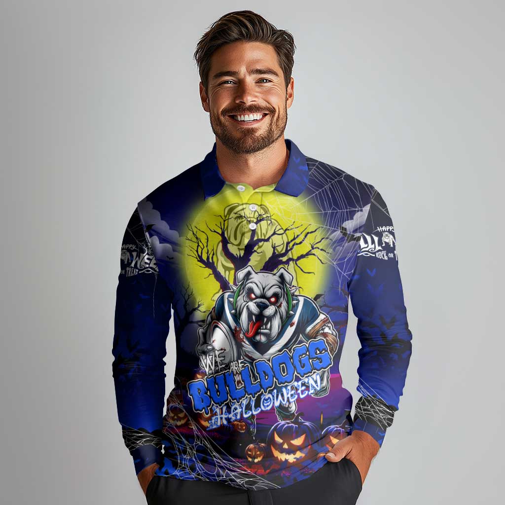 We Are Bulldogs Halloween Long Sleeve Polo Shirt Pumpkin Scary Spooky Season - Aussie Hoodie