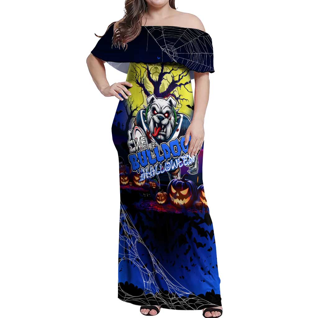 We Are Bulldogs Halloween Off Shoulder Maxi Dress Pumpkin Scary Spooky Season - Aussie Hoodie
