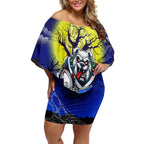 We Are Bulldogs Halloween Off Shoulder Short Dress Pumpkin Scary Spooky Season - Aussie Hoodie