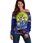 We Are Bulldogs Halloween Off Shoulder Sweater Pumpkin Scary Spooky Season - Aussie Hoodie