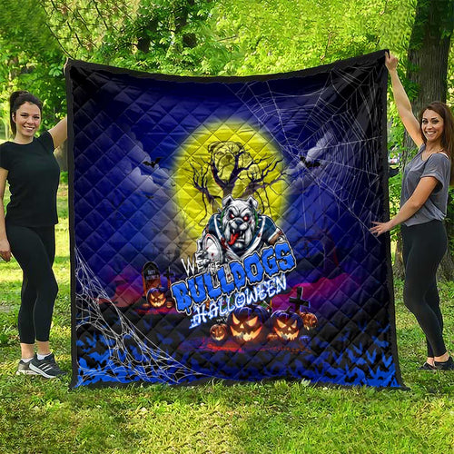 We Are Bulldogs Halloween Quilt Pumpkin Scary Spooky Season - Aussie Hoodie