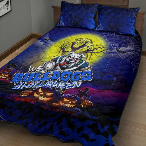 We Are Bulldogs Halloween Quilt Bed Set Pumpkin Scary Spooky Season - Aussie Hoodie