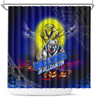 We Are Bulldogs Halloween Shower Curtain Pumpkin Scary Spooky Season - Aussie Hoodie
