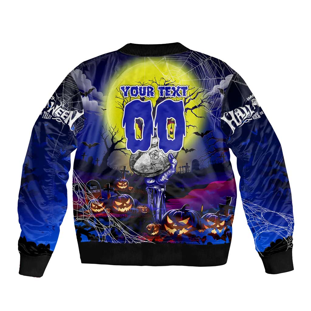We Are Bulldogs Halloween Sleeve Zip Bomber Jacket Pumpkin Scary Spooky Season - Aussie Hoodie