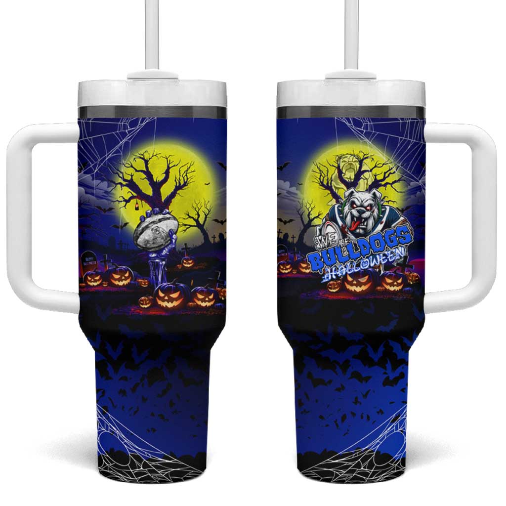 We Are Bulldogs Halloween Tumbler With Handle Pumpkin Scary Spooky Season - Aussie Hoodie