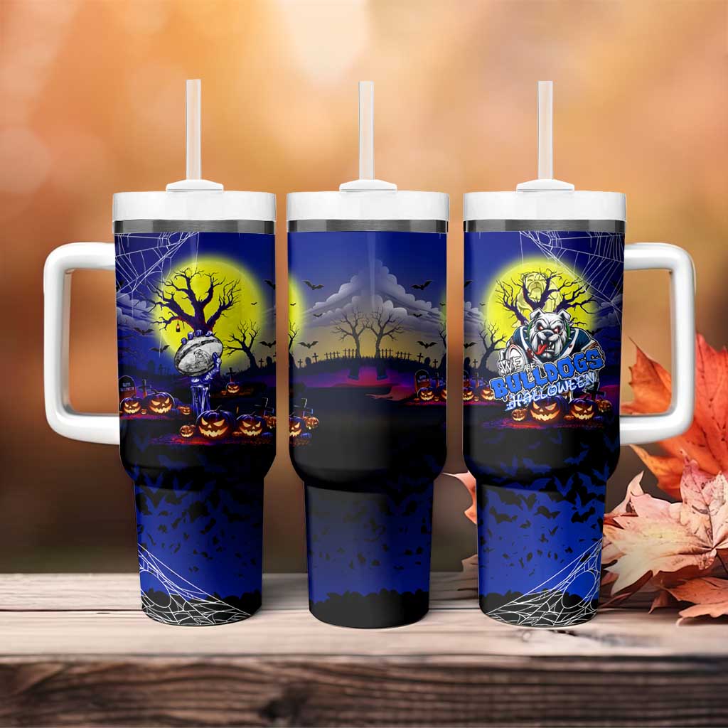 We Are Bulldogs Halloween Tumbler With Handle Pumpkin Scary Spooky Season - Aussie Hoodie