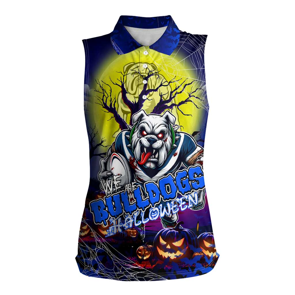 We Are Bulldogs Halloween Women Sleeveless Polo Shirt Pumpkin Scary Spooky Season - Aussie Hoodie