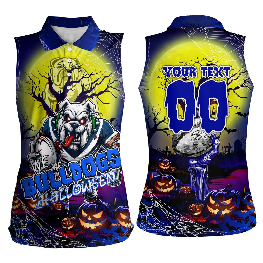 We Are Bulldogs Halloween Women Sleeveless Polo Shirt Pumpkin Scary Spooky Season - Aussie Hoodie