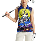 We Are Bulldogs Halloween Women Sleeveless Polo Shirt Pumpkin Scary Spooky Season - Aussie Hoodie