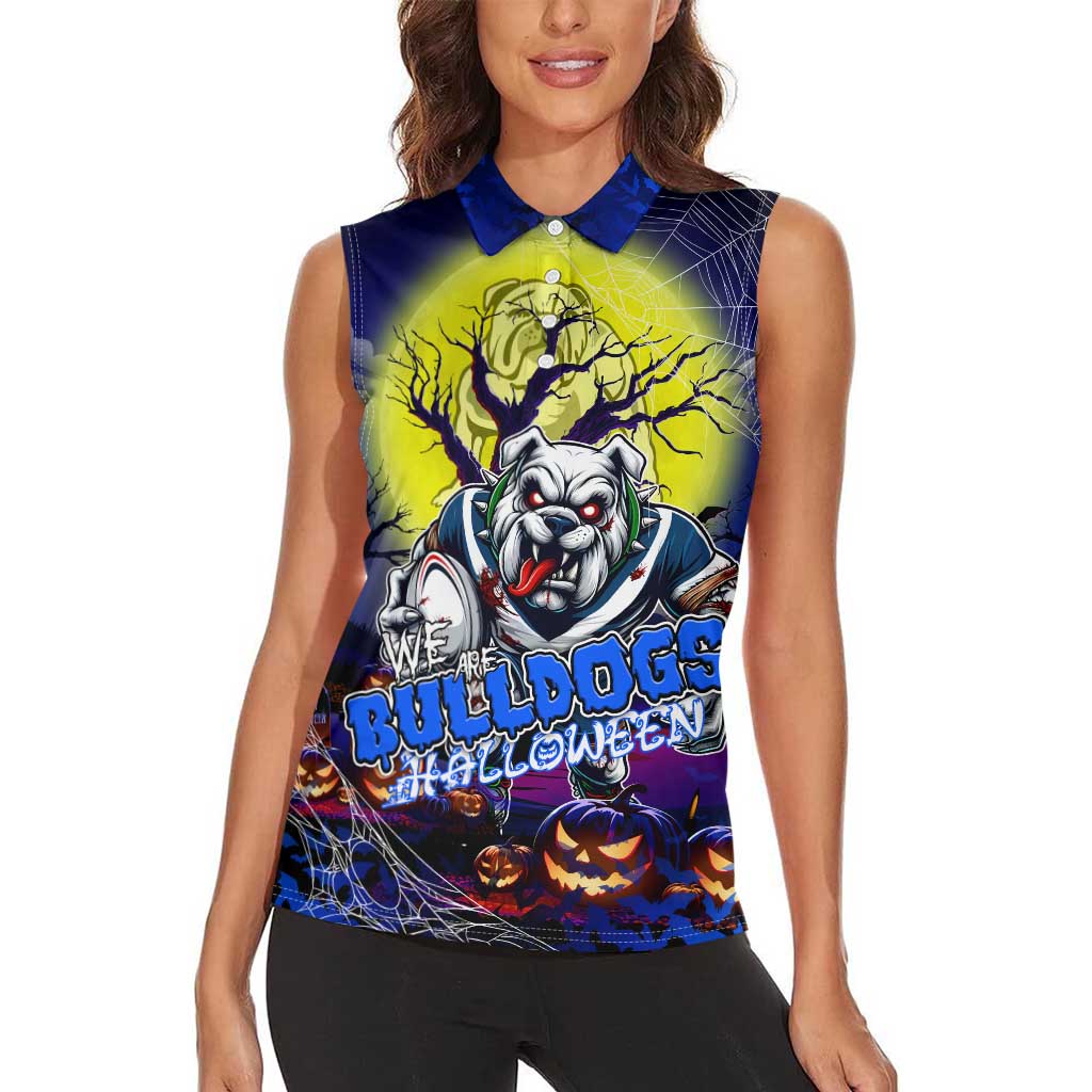We Are Bulldogs Halloween Women Sleeveless Polo Shirt Pumpkin Scary Spooky Season - Aussie Hoodie