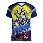 We Are Bulldogs Halloween Women V-Neck T-Shirt Pumpkin Scary Spooky Season - Aussie Hoodie