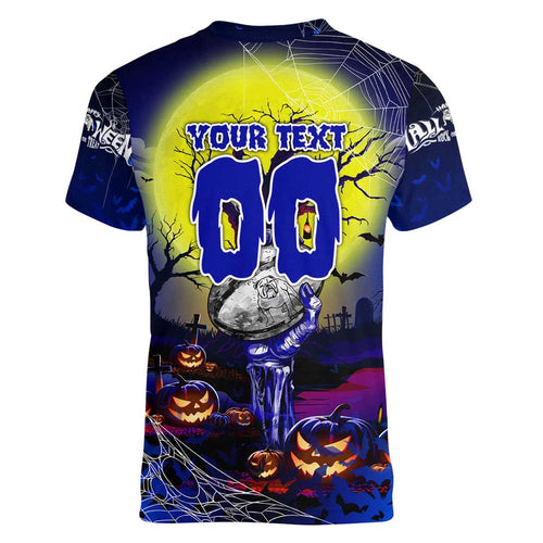 We Are Bulldogs Halloween Women V-Neck T-Shirt Pumpkin Scary Spooky Season - Aussie Hoodie