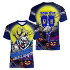 We Are Bulldogs Halloween Women V-Neck T-Shirt Pumpkin Scary Spooky Season - Aussie Hoodie