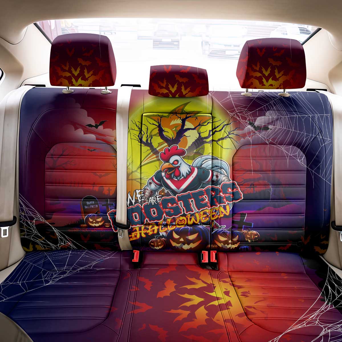 We Are Roosters Halloween Back Car Seat Cover Pumpkin Scary Spooky Season - Aussie Hoodie