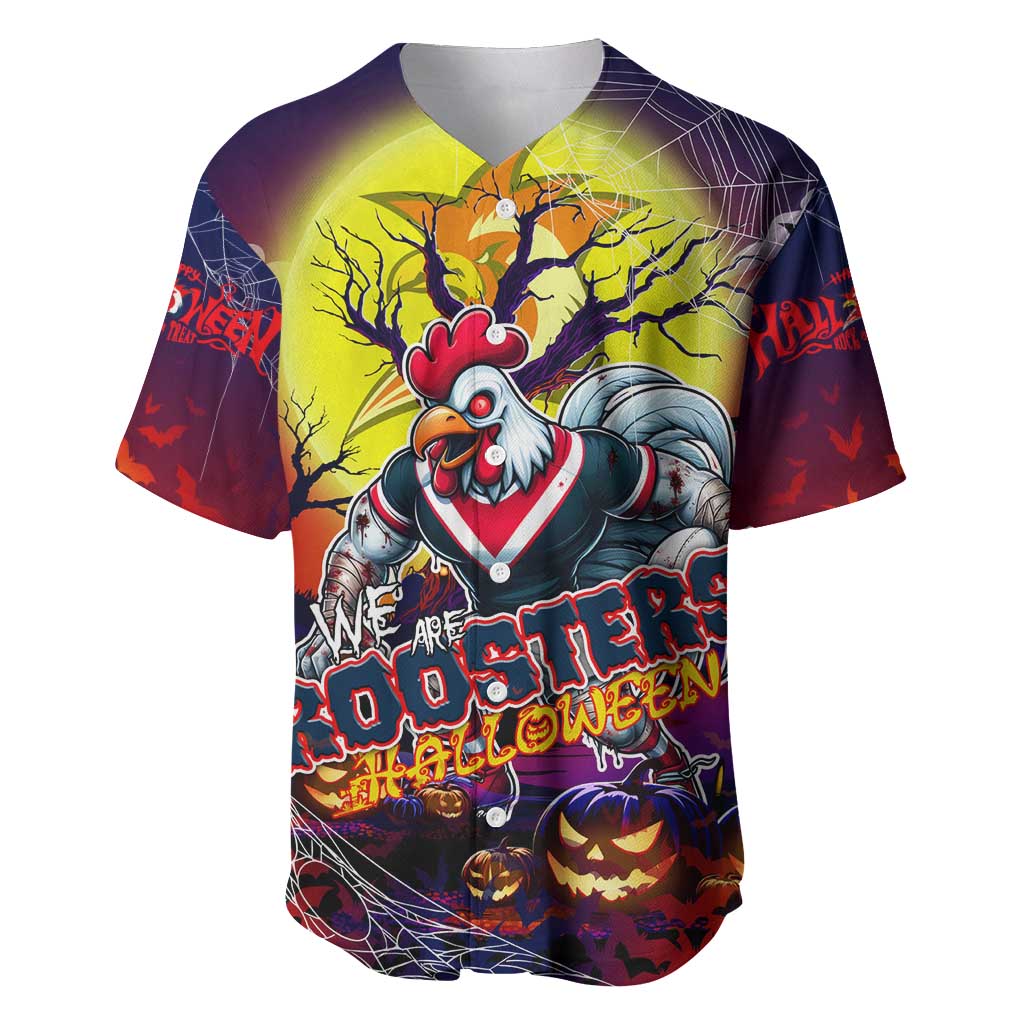 We Are Roosters Halloween Baseball Jersey Pumpkin Scary Spooky Season - Aussie Hoodie