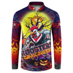 We Are Roosters Halloween Button Sweatshirt Pumpkin Scary Spooky Season - Aussie Hoodie
