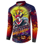 We Are Roosters Halloween Button Sweatshirt Pumpkin Scary Spooky Season - Aussie Hoodie
