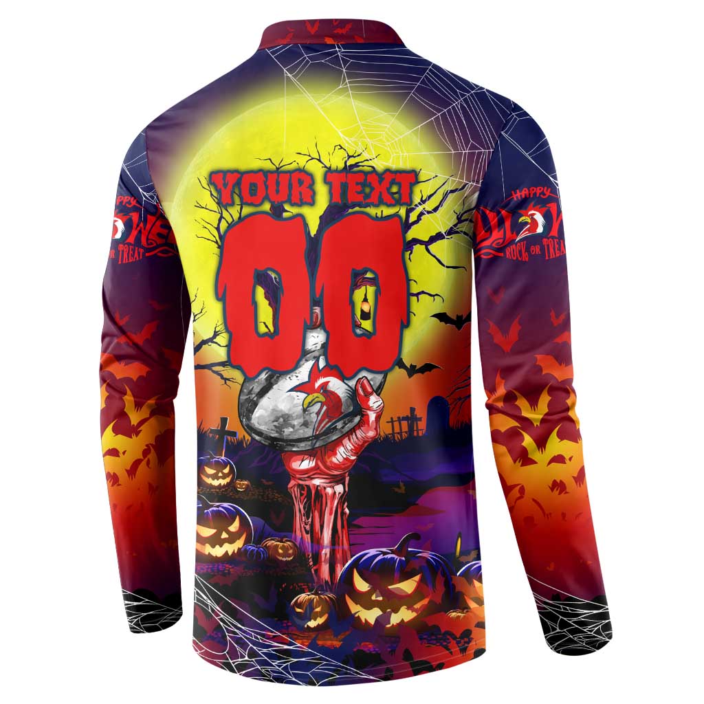 We Are Roosters Halloween Button Sweatshirt Pumpkin Scary Spooky Season - Aussie Hoodie