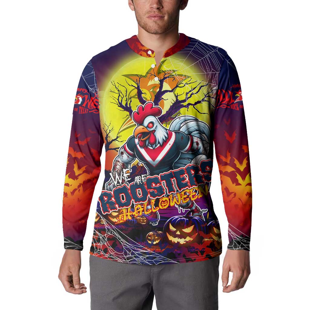 We Are Roosters Halloween Button Sweatshirt Pumpkin Scary Spooky Season - Aussie Hoodie