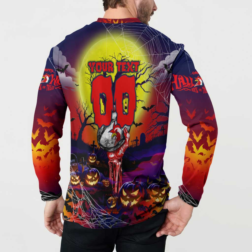 We Are Roosters Halloween Button Sweatshirt Pumpkin Scary Spooky Season - Aussie Hoodie