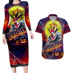 We Are Roosters Halloween Couples Matching Long Sleeve Bodycon Dress and Hawaiian Shirt Pumpkin Scary Spooky Season - Aussie Hoodie