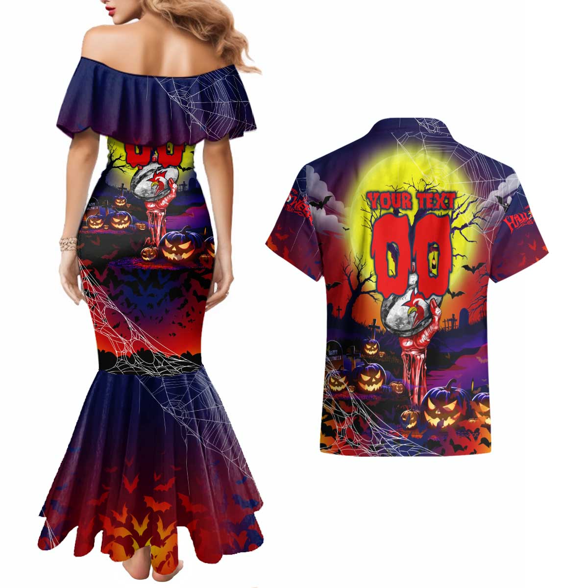 We Are Roosters Halloween Couples Matching Mermaid Dress and Hawaiian Shirt Pumpkin Scary Spooky Season - Aussie Hoodie