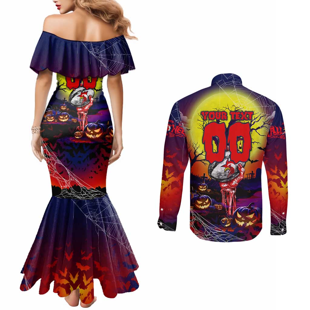 We Are Roosters Halloween Couples Matching Mermaid Dress and Long Sleeve Button Shirt Pumpkin Scary Spooky Season - Aussie Hoodie
