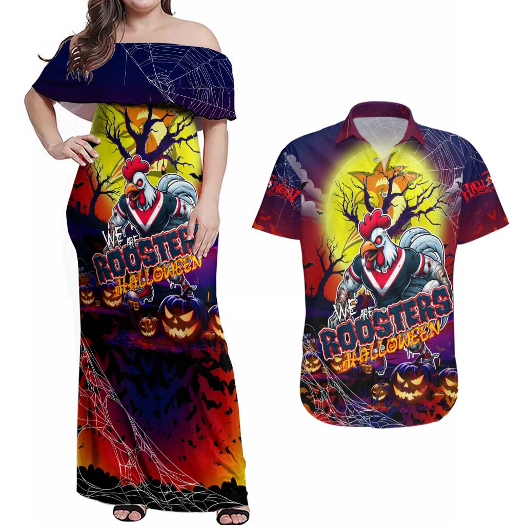 We Are Roosters Halloween Couples Matching Off Shoulder Maxi Dress and Hawaiian Shirt Pumpkin Scary Spooky Season - Aussie Hoodie