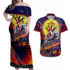 We Are Roosters Halloween Couples Matching Off Shoulder Maxi Dress and Hawaiian Shirt Pumpkin Scary Spooky Season - Aussie Hoodie