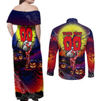 We Are Roosters Halloween Couples Matching Off Shoulder Maxi Dress and Long Sleeve Button Shirt Pumpkin Scary Spooky Season - Aussie Hoodie