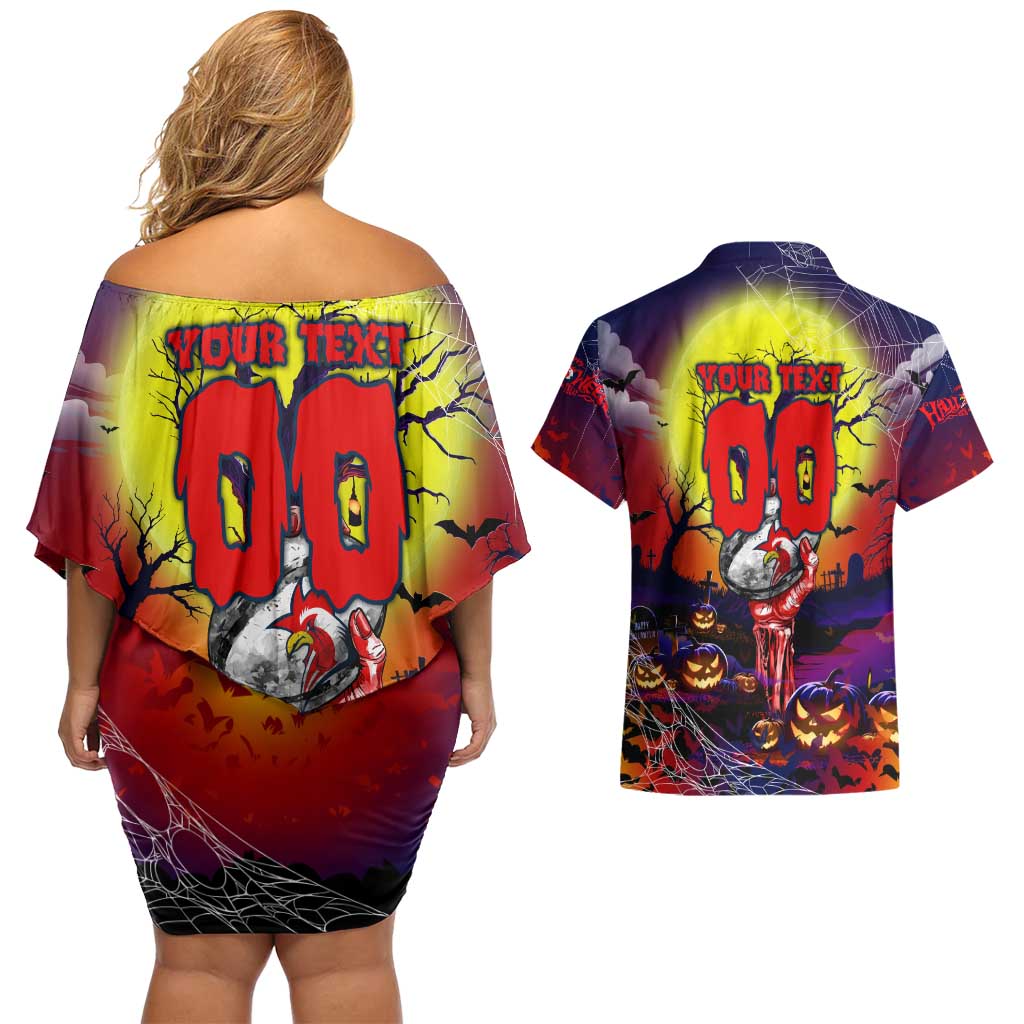 We Are Roosters Halloween Couples Matching Off Shoulder Short Dress and Hawaiian Shirt Pumpkin Scary Spooky Season - Aussie Hoodie