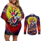 We Are Roosters Halloween Couples Matching Off Shoulder Short Dress and Long Sleeve Button Shirt Pumpkin Scary Spooky Season - Aussie Hoodie
