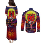 We Are Roosters Halloween Couples Matching Puletasi and Long Sleeve Button Shirt Pumpkin Scary Spooky Season - Aussie Hoodie