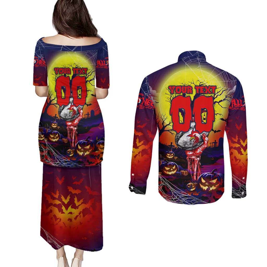 We Are Roosters Halloween Couples Matching Puletasi and Long Sleeve Button Shirt Pumpkin Scary Spooky Season - Aussie Hoodie