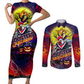 We Are Roosters Halloween Couples Matching Short Sleeve Bodycon Dress and Long Sleeve Button Shirt Pumpkin Scary Spooky Season - Aussie Hoodie