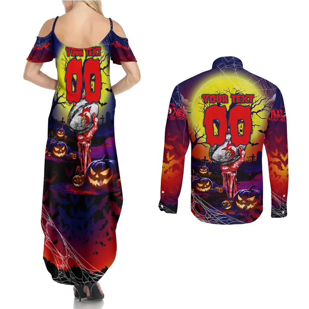 We Are Roosters Halloween Couples Matching Summer Maxi Dress and Long Sleeve Button Shirt Pumpkin Scary Spooky Season - Aussie Hoodie