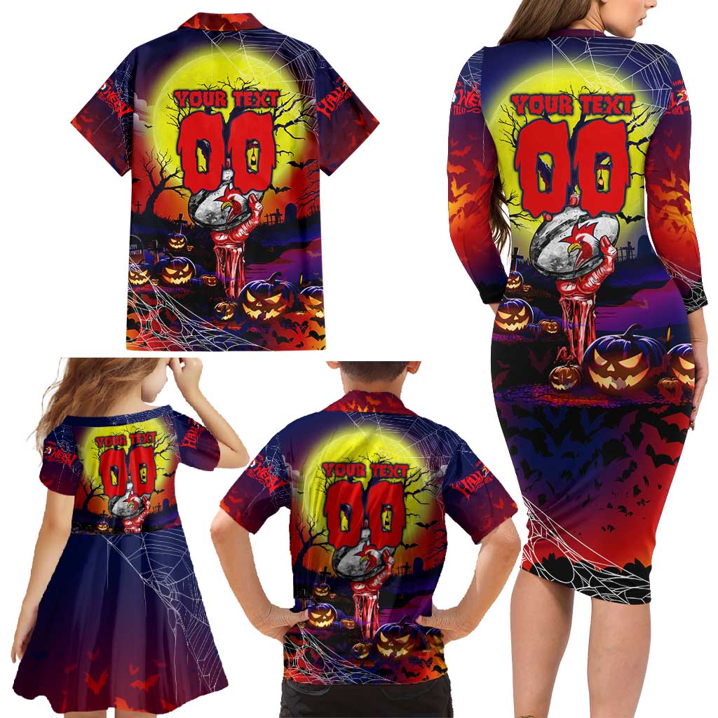 We Are Roosters Halloween Family Matching Long Sleeve Bodycon Dress and Hawaiian Shirt Pumpkin Scary Spooky Season - Aussie Hoodie