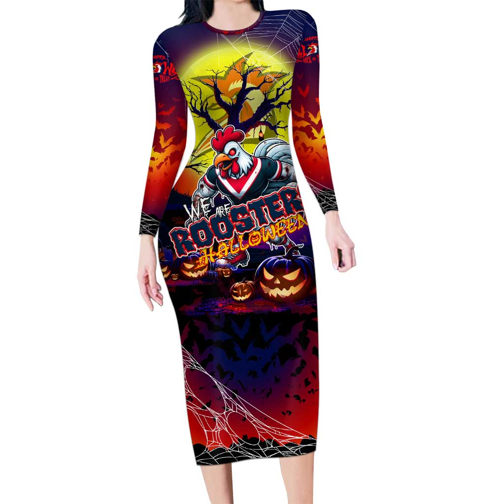 We Are Roosters Halloween Family Matching Long Sleeve Bodycon Dress and Hawaiian Shirt Pumpkin Scary Spooky Season - Aussie Hoodie