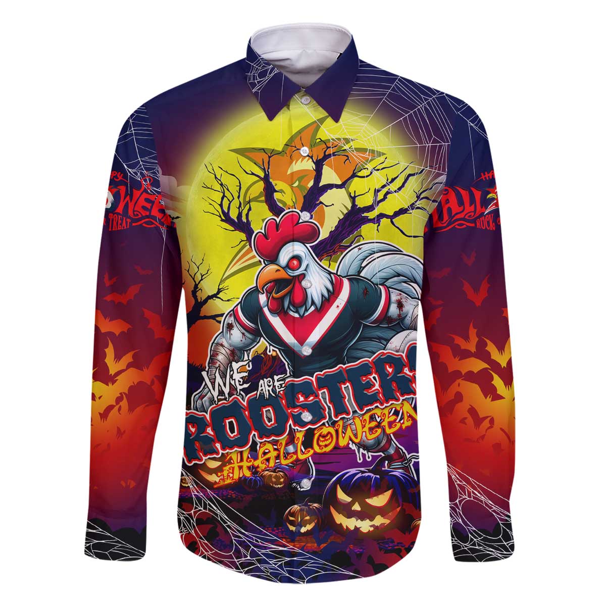 We Are Roosters Halloween Family Matching Off The Shoulder Long Sleeve Dress and Hawaiian Shirt Pumpkin Scary Spooky Season - Aussie Hoodie
