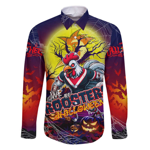We Are Roosters Halloween Family Matching Off The Shoulder Long Sleeve Dress and Hawaiian Shirt Pumpkin Scary Spooky Season - Aussie Hoodie