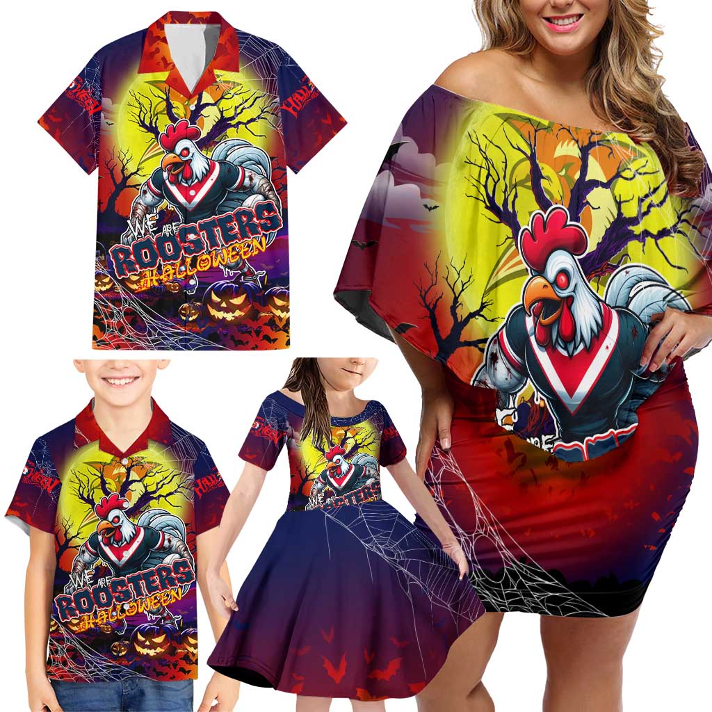 We Are Roosters Halloween Family Matching Off Shoulder Short Dress and Hawaiian Shirt Pumpkin Scary Spooky Season - Aussie Hoodie